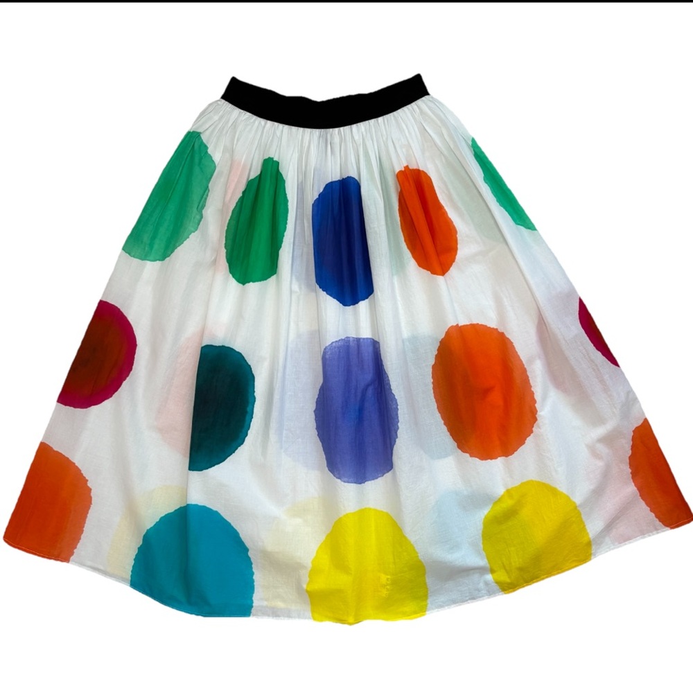 Maria Calderara A-line Skirt Watercolor Polka Dot Women’s Sz 4 Dopamine Colorful